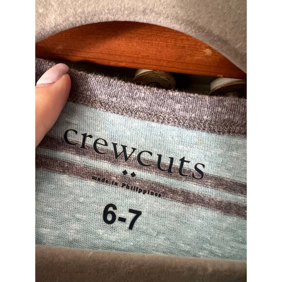 Crewcuts J. Crew Boys' Jersey Striped Crewneck T-Shirt Blue/Gray Size 6-7 - Picture 7 of 8
